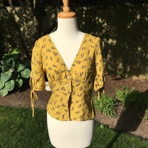 etophe studios Gold Floral Blouse